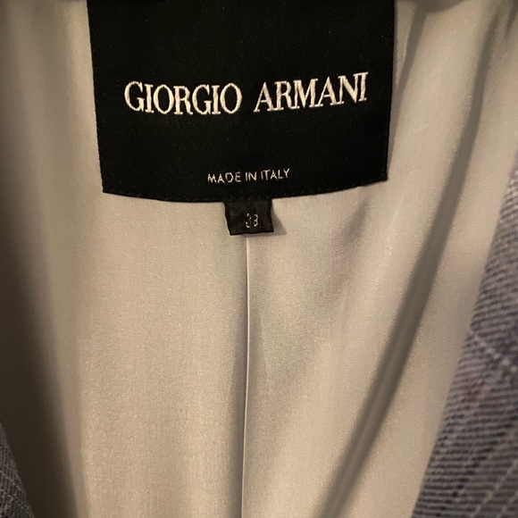 Giorgio Armani Baby Blue Plaid Blazer - Picture 3 of 3